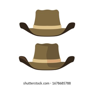 Cowboy hat logo vector. Two variants, flat color . Simple cartoon hat illustration.