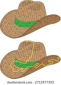 Cowboy hat maze for kids with a solution