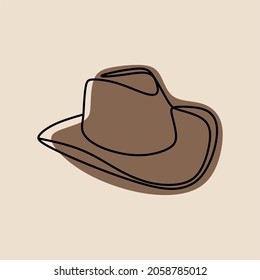 sombrero de vaquero en línea continua