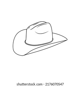 Cowboy Hat Outline Icon Illustration on White Background