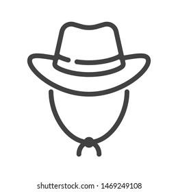 Cowboy hat outline icon. Vector illustration.