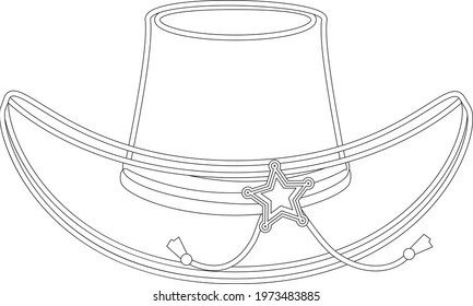 cowboy hat outline perfect for coloring page