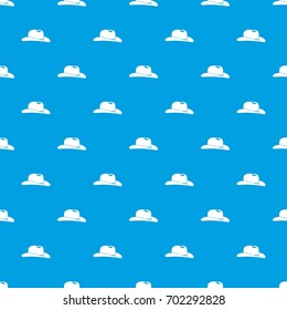 Cowboy hat pattern repeat seamless in blue color for any design. Vector geometric illustration