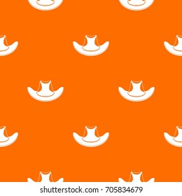 Cowboy hat pattern repeat seamless in orange color for any design. Vector geometric illustration