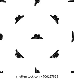 Cowboy hat pattern repeat seamless in black color for any design. Vector geometric illustration