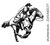 Cowboy in a hat riding a horse. Vector illustration for printing and cutting vinyl