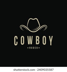 Cowboy hat rodeo logo design vintage retro style