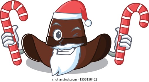 cowboy hat santa bring candy with the cartoon character