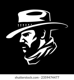 Cowboy in a hat and a scarf logo.