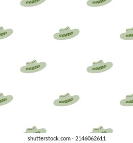 Cowboy hat seamless pattern. Headdress on a light background. Wild West theme. Hand drawn colored Simple childish vector illustration.
