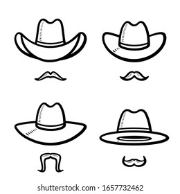 Cowboy hat set. Collection icon cowboy hat. Vector