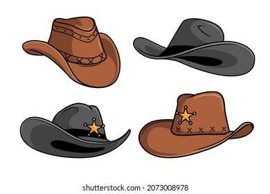 Cowboy Hat Set Collections Vector Illustrations