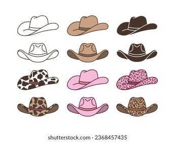 Cowboy Hat Set Pink Leopard Print Cow Spots Pattern