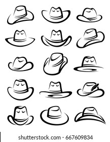 Cowboy hat set. Vector