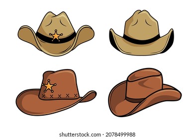 Cowboy Hat Set Vector Illustrations