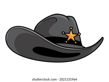 cowboy hat sheriff black vertor illustrations cartoon 