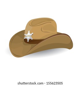 cowboy hat with sheriff star badge. vector illustration.