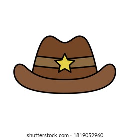 Cowboy hat, sheriff hat vector illustration. hat with star symbol.