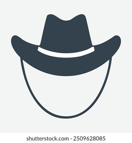 Cowboy hat silhouette icon. A simple silhouette icon of a cowboy hat, perfect for use in branding, websites, and other design projects.