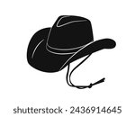 cowboy hat silhouette. cowboy hat isolated on white background. Vector illustration. cowboy hat illustration. hand drawn cowboy hat.