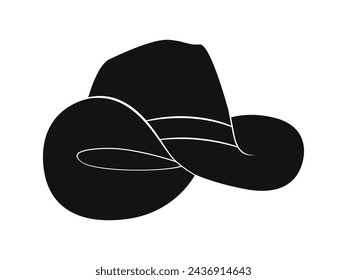 cowboy hat silhouette. cowboy hat isolated on white background. Vector illustration. cowboy hat illustration. hand drawn cowboy hat.