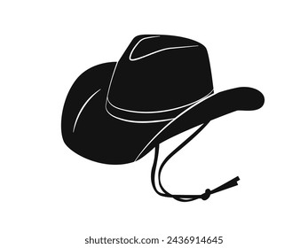 cowboy hat silhouette. cowboy hat isolated on white background. Vector illustration. cowboy hat illustration. hand drawn cowboy hat.