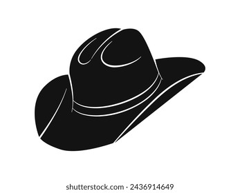 cowboy hat silhouette. cowboy hat isolated on white background. Vector illustration. cowboy hat illustration. hand drawn cowboy hat.