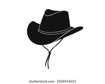 cowboy hat silhouette. cowboy hat isolated on white background. Vector illustration. cowboy hat illustration. hand drawn cowboy hat.