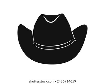 cowboy hat silhouette. cowboy hat isolated on white background. Vector illustration. cowboy hat illustration. hand drawn cowboy hat.