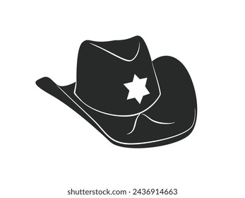 cowboy hat silhouette. cowboy hat isolated on white background. Vector illustration. cowboy hat illustration. hand drawn cowboy hat.