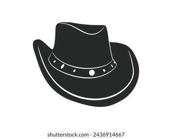 cowboy hat silhouette. cowboy hat isolated on white background. Vector illustration. cowboy hat illustration. hand drawn cowboy hat.