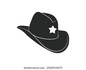cowboy hat silhouette. cowboy hat isolated on white background. Vector illustration. cowboy hat illustration. hand drawn cowboy hat.