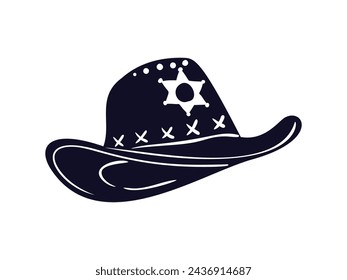 cowboy hat silhouette. cowboy hat isolated on white background. Vector illustration. cowboy hat illustration. hand drawn cowboy hat.