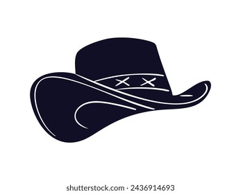 cowboy hat silhouette. cowboy hat isolated on white background. Vector illustration. cowboy hat illustration. hand drawn cowboy hat.