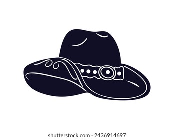 cowboy hat silhouette. cowboy hat isolated on white background. Vector illustration. cowboy hat illustration. hand drawn cowboy hat.