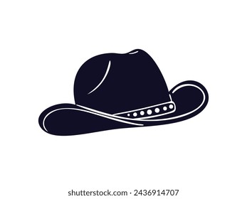 cowboy hat silhouette. cowboy hat isolated on white background. Vector illustration. cowboy hat illustration. hand drawn cowboy hat.