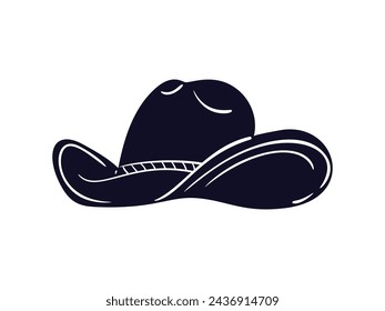 sombrero de vaquero. sombrero de vaquero aislado sobre fondo blanco. Ilustración vectorial. ilustración de sombrero de vaquero. sombrero de vaquero dibujado a mano.