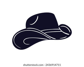 cowboy hat silhouette. cowboy hat isolated on white background. Vector illustration. cowboy hat illustration. hand drawn cowboy hat.