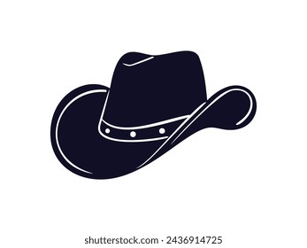 cowboy hat silhouette. cowboy hat isolated on white background. Vector illustration. cowboy hat illustration. hand drawn cowboy hat.