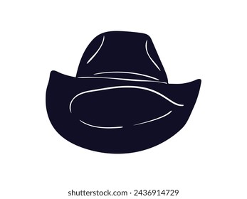 cowboy hat silhouette. cowboy hat isolated on white background. Vector illustration. cowboy hat illustration. hand drawn cowboy hat.