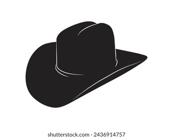 cowboy hat silhouette. cowboy hat isolated on white background. Vector illustration. cowboy hat illustration. hand drawn cowboy hat.