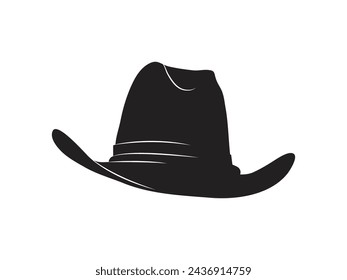 cowboy hat silhouette. cowboy hat isolated on white background. Vector illustration. cowboy hat illustration. hand drawn cowboy hat.