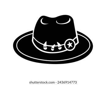 cowboy hat silhouette. cowboy hat isolated on white background. Vector illustration. cowboy hat illustration. hand drawn cowboy hat.