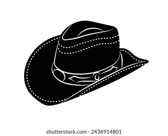 cowboy hat silhouette. cowboy hat isolated on white background. Vector illustration. cowboy hat illustration. hand drawn cowboy hat.