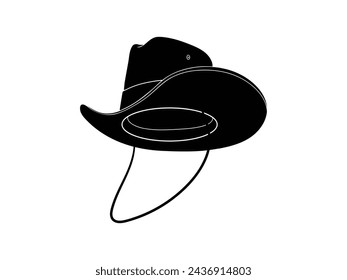 cowboy hat silhouette. cowboy hat isolated on white background. Vector illustration. cowboy hat illustration. hand drawn cowboy hat.
