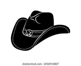 cowboy hat silhouette. cowboy hat isolated on white background. Vector illustration. cowboy hat illustration. hand drawn cowboy hat.