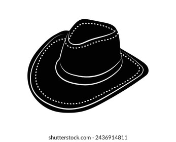 cowboy hat silhouette. cowboy hat isolated on white background. Vector illustration. cowboy hat illustration. hand drawn cowboy hat.