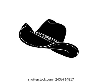 cowboy hat silhouette. cowboy hat isolated on white background. Vector illustration. cowboy hat illustration. hand drawn cowboy hat.