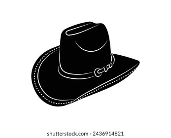 cowboy hat silhouette. cowboy hat isolated on white background. Vector illustration. cowboy hat illustration. hand drawn cowboy hat.