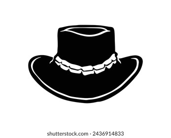 cowboy hat silhouette. cowboy hat isolated on white background. Vector illustration. cowboy hat illustration. hand drawn cowboy hat.